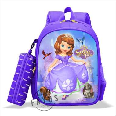 Tas Sekolah Ransel Anak Sekolah PAUD TK SD Karakter SOFIA Tas Anak Sofia UNGU