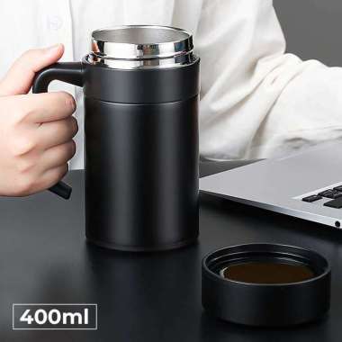 Botol Gelas Thermos Kerja Tahan Suhu Panas Dingin Stainless Steel Estetik Hitam