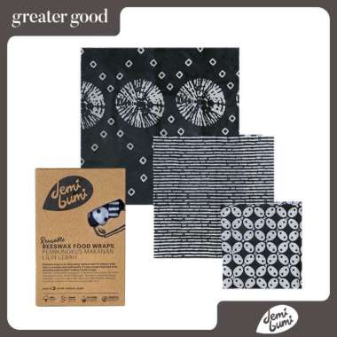 demibumi - 3-Pack Beeswax Wrap / Bungkus Kain Lilin Lebah Black Batik