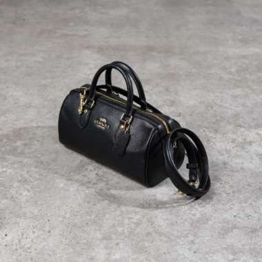 Tas COACH LACEY GHW BLACK LEATHER SHOULDER BAG WITH LS 100% ORIGINAL 25X9X13CM