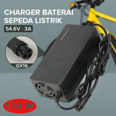 JNENCONN Adaptor Charger Baterai Skuter Sepeda Listrik 54.6V 3A - 48V3 Hitam