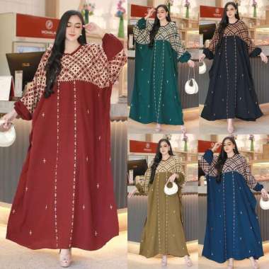 Afareen - Kaftan Rayon Motif Batik / Kaftan Long Dress / Daster Lowo Panjang Gamis Rayon Lebaran HIT