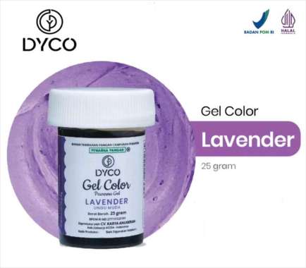 DYCO PEWARNA GEL / GEL COLOR PEWARNA MAKANAN 25 GR Ungu Muda (Lavender)