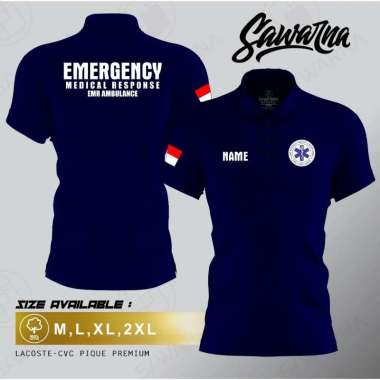 Kaos Polo Shirt Tshirt Baju Kerah Distro Driver Ambulance Supir Mobil EMERGENCY MEDICAL RESPONSE Nam