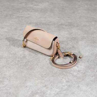 Tas COACH HAILEY MONOOGRAM BEIGE TAUPE FLAP LEATHER SHOULDER BAG WITH LS 100% ORIGINAL 20X5X8CM