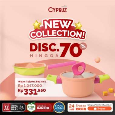 Cypruz Cookware Set Baby Collection Colorful 2 in1 Wajan Set Anti Lengket 2 Pcs