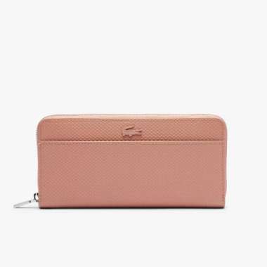 Dompet Unisex Lacoste Chantaco Zipped Embossed PiquΓ© Leather Large Wallet - Beige (LACNF3885KLN76) O
