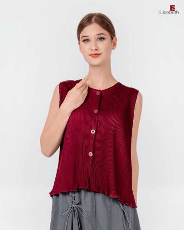 Elizabeth Clothing - Blouse Wanita Plisket | Sleeveless 0559-3004 Semua Ukuran Black