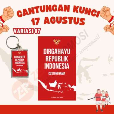 Gantungan Kunci Akrilik 17 Agustus Custom Nama & Foto Desain 7
