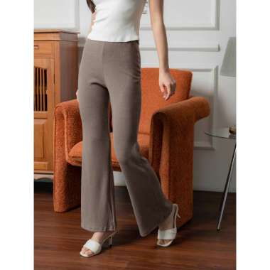 Evertops -Rib | Eline Flare Pants S Mistybrown