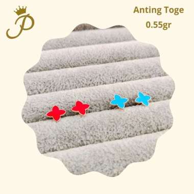 Anting model Toge Bunga wrna merah, biru. Mas Kuning 8K Biru