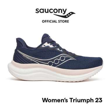Sepatu Lari Wanita SAUCONY Shoes Triumph 23 Women's - Navy / Cameo 38.5