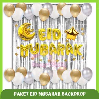 Paket Dekorasi Lebaran Idul Fitri / Backdrop Eid Mubarak Gold