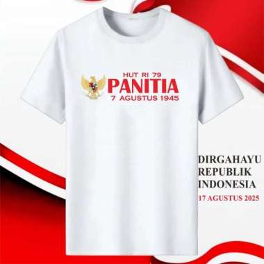 Kaos Distro Panitia 17 AGUSTUS 2025 Dirgahayu Hut Ri 80 th L PUTIH ( PANITIA )
