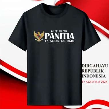 Kaos Distro Panitia 17 AGUSTUS 2025 Dirgahayu Hut Ri 80 th XXL HITAM ( PANITIA )