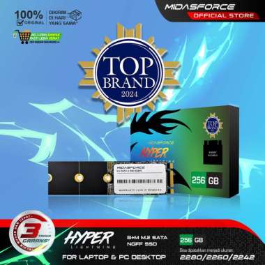 SSD M2 SATA MidasForce 256GB HyperLightning Garansi 3 Tahun SSD M.2 SATA 256 GB untuk Laptop dan PC 
