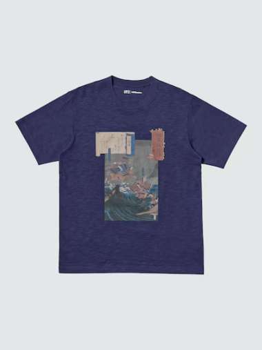 UNIQLO T-Shirt Kaos Pria UT Ukiyo-E ART Lengan Pendek NAVY M