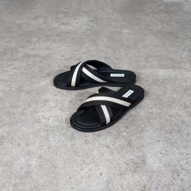 Sandal BALLY GYLLU BAND STRIPE WHITE BLACK STRAP SANDAL 100% ORIGINAL 40