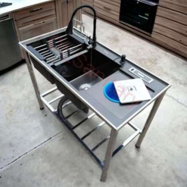 kitchen sink portable hitam WINGS 100 X 48 stainless