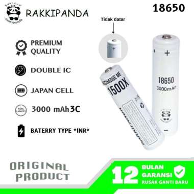 RakkiPanda - Baterai Cas 18650 Button Top 3000mAh