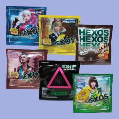 Permen Hexos Sachet Aneka Rasa Mint, Dalgona, Lemon, Mr. Sarmento, Chocomint, & Barleymint (3 sachet