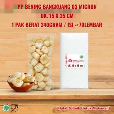 PP Bening Bangkuang UK. 15x35cm / 03micron ( berat 240gram / isi -+70 lembar ) Plastik PP Bening Ban