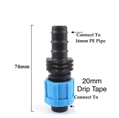 Joiner PE 16mm Ke Driptape 20mm Penyambung Selang PE Ke Selang Drip Tape