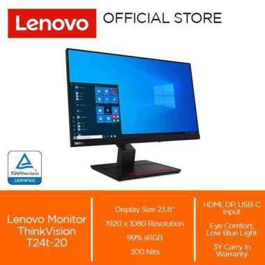Lenovo ThinkVision T24T-20 Monitor 23.8" Touchscreen IPS Full HD