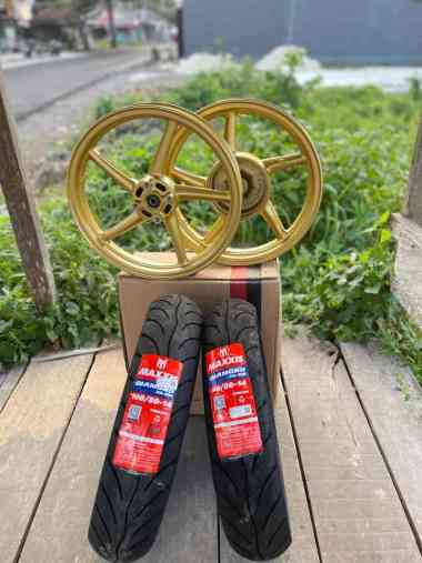 sepaket velg vrossi v rossi ring 14 palang 5 plus ban VARIO 125/150 BEAT SCOOPY FI ESP 80/80-14 & 90