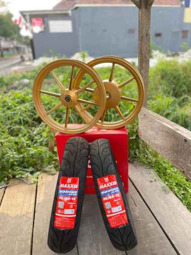 sepaket velg rcb ring 14 plus ban VARIO 125/150 BEAT SCOOPY FI ESP 8080-14 & 9080-14 gold