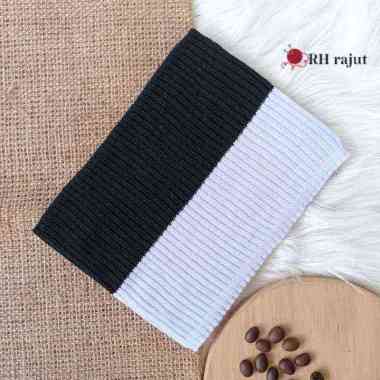 Ciput Rajut 2 warna Ekonomis Elastis, pelengkap hijab wanita Semua Ukuran hitam-putih