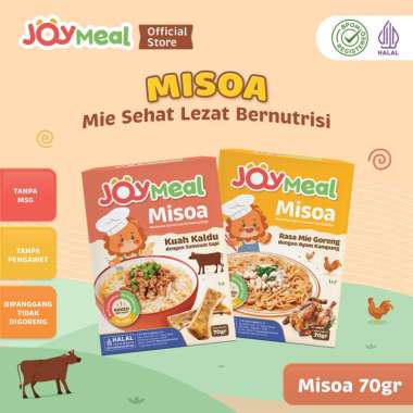 JoyMeal Misoa 70gr | Mie Sehat Lezat Bernutrisi Rasa Kuah Kaldu Sumsum Sapi dan Rasa Mie Goreng Ayam