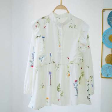 Atasan wanita Blouse bunga korean style / blouse ruffle korean style Bw P32 Forsythia