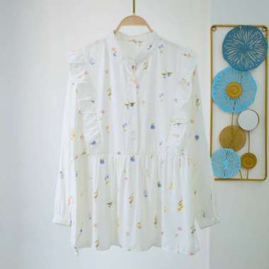 Atasan wanita Blouse bunga korean style / blouse ruffle korean style Bw P32 Tulip