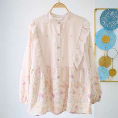 Atasan wanita Blouse bunga korean style / blouse ruffle korean style Coksu P32 Jasmine