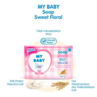 MY BABY Bar Soap 75 g - Sabun Bayi Menghaluskan & Melembutkan Kulit Sweet Floral