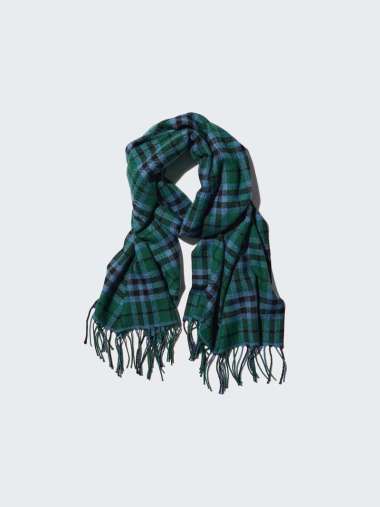 UNIQLO HEATTECH Scarf Syal Winter pria wanita kotak green