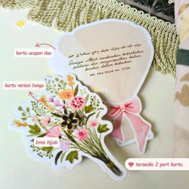 Kartu Ucapan Doa Pengantin + Bross Hijab Flower Edition