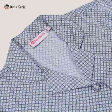 Batik Keris Baby Doll Lengan Pendek Celana Panjang Motif Silang Kawung ALL N Biru