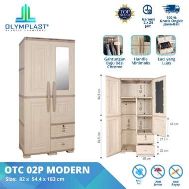 Olymplast Lemari Pakaian Plastik 2 Pintu - OTC 02P Modern - free pengiriman serang cilegon