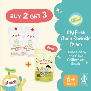 Grouu - Buy 2 Get 3 - Sprinkle Abon + Crispy Rice Cake - Cemilan bayi, Snack Anak, Anti GTM B2G3-ABO