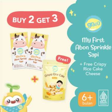 Grouu - Buy 2 Get 3 - Sprinkle Abon + Crispy Rice Cake - Cemilan bayi, Snack Anak, Anti GTM B2G3-ABO