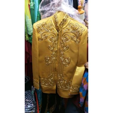 Basofi Pengantin Pria Set Celana Peci Free Selop Cowok Cewek Siap Pakai Gold Free Size