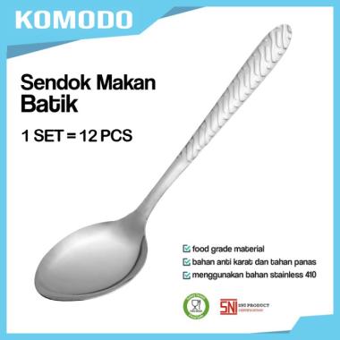 KOMODO SENDOK MAKAN TEBAL STAINLESS STEEL SPOON MOTIF BATIK 12 PCS