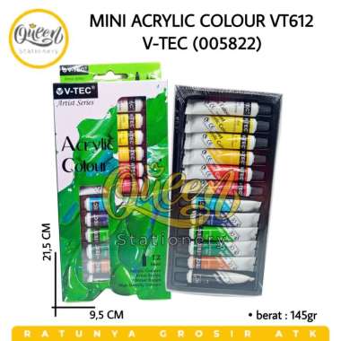 1 SET MINI ACRYLIC COLOUR VT612 V-TEC (005822) / CAT ACRYLIC / ALAT LUKIS / CAT LUKIS / CAT 12 WARNA