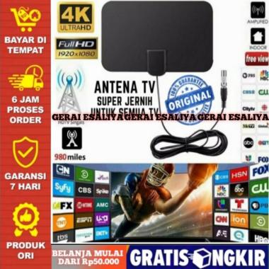 Antena TV Digital DVB-T2 4k High Gain 25-Db Tfl-D139 Original Taffware warna antena+booster