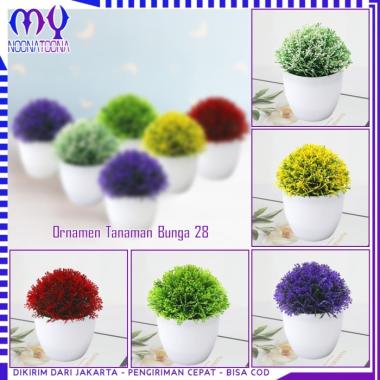 Ornamen Tanaman Daun Pucuk Artificial Flower Decoration - Bunga 28 warna Merah