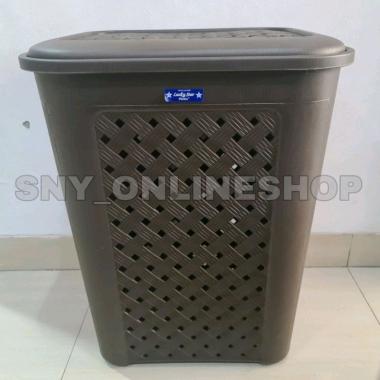 Keranjang Baju Tutup Rotan Plastik / Keranjang Veneta Lucky Star - 697