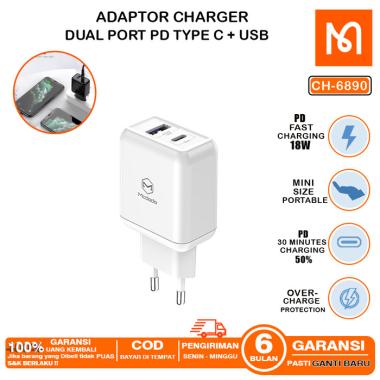 MCDODO RCH-020 Adaptor Charger Dual Port Output Fast Charging 18W warna ADP DUAL 20W