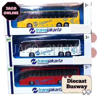 Mainan Diecast Koleksi Anak Mobil Transportasi Umum Bus Bis Busway Busway